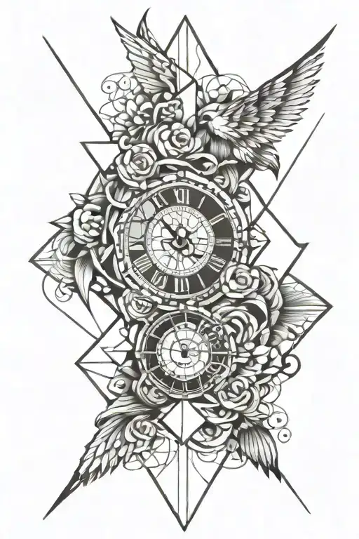 mother love and time piece tattoo design idea