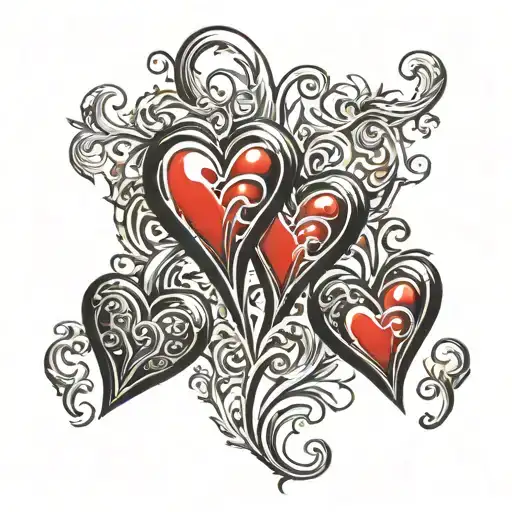 3 hearts vertical tattoo tattoo design idea