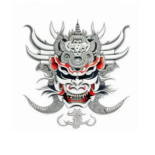 Hannya mask tattoo design idea