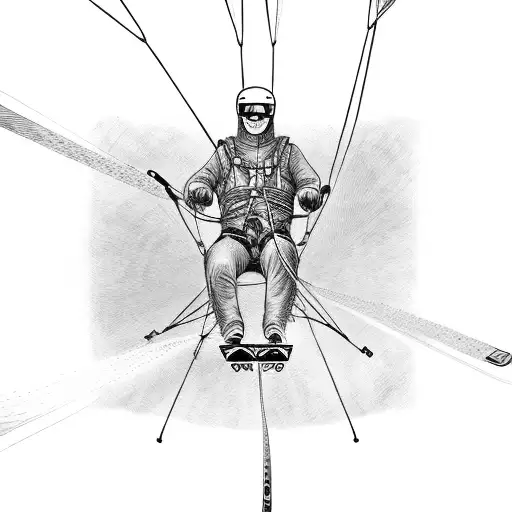 man paragliding with skis on and write Jules Beaugey underneath it tattoo design idea