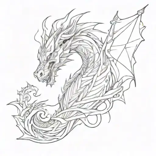 tattoo with abstract lines symbolizes love with a dragon tattoo design idea