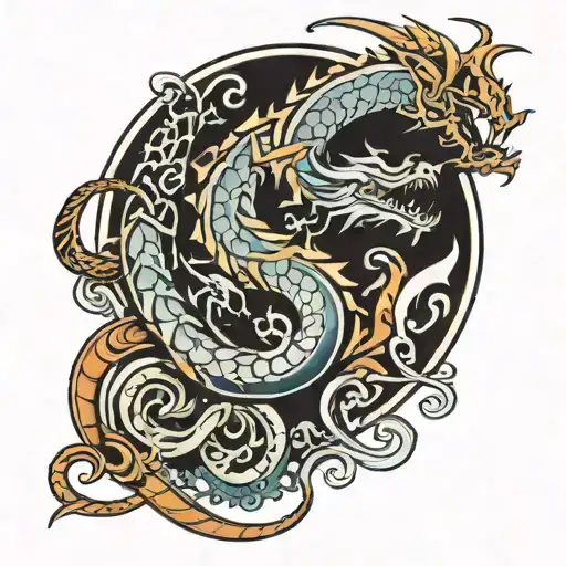 tattoo with abstract lines symbolizes love with a dragon tattoo design idea