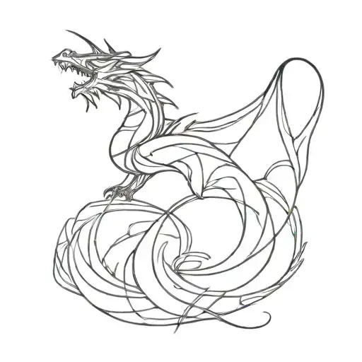 tattoo with abstract lines symbolizes love with a dragon tattoo design idea