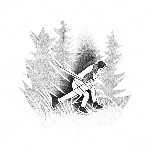 trail runner in the forest tattoo design idea