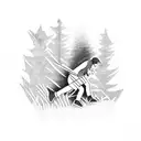 trail runner in the forest tattoo design idea