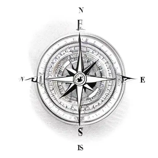 old compass with a 040 engraved  tattoo design idea