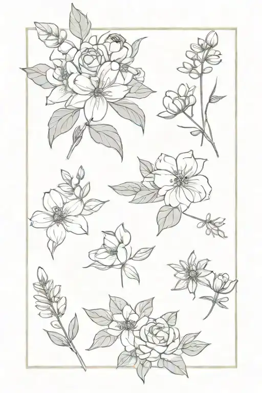 May, february and june birth flower bouquet tied dainty tattoo design idea