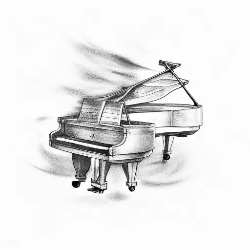 silhueta de um pianista tocando um piano tattoo design idea