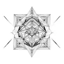a square, diamond, and pentagon connected tattoo design idea