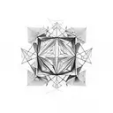 a square, diamond, and pentagon connected tattoo design idea