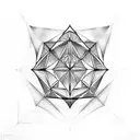 a square, diamond, and pentagon connected tattoo design idea