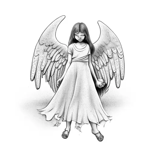 angel holding a broken heart tattoo design idea