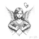 angel holding a broken heart tattoo design idea