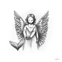 angel holding a broken heart tattoo design idea