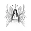 angel with broken heart tattoo design idea