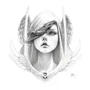 angel with broken heart tattoo design idea