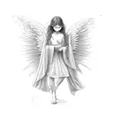 angel with broken heart tattoo design idea