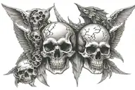 good and evil, angles and skulls representing dark periods tattoo design idea