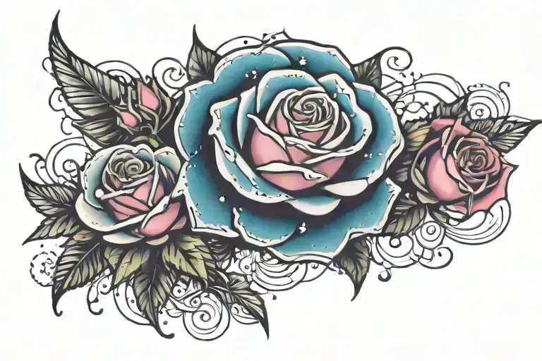 "Ezzie" Galaxy rose tattoo design idea