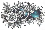 "Ezzie" Galaxy rose tattoo design idea