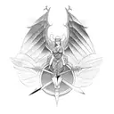 A fierce Valkyrie warrior riding a dragon tattoo design idea