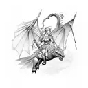 A fierce Valkyrie warrior riding a dragon tattoo design idea