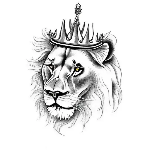 lion with a crown smoking  tattoo design idea