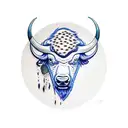 Buffalo with an ibis landing on its head tattoo design idea