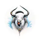 Buffalo with an ibis landing on its head tattoo design idea