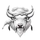 Buffalo with an ibis landing on its head tattoo design idea