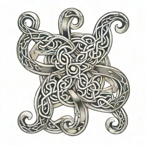 A series of intricate Celtic knotwork designs intertwined with CWJ initials tattoo design idea