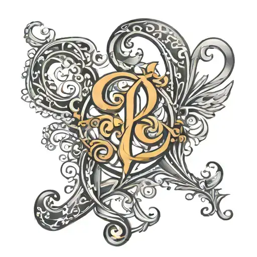 CWJ letters in ornate gothic font tattoo design idea