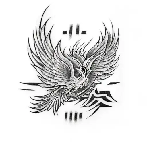 Phoenix with Cross tattoo design idea