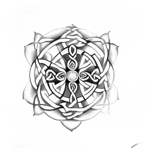 Celtic cross with roses tattoo design idea