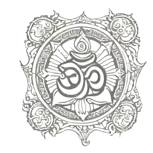 om with trishul tattoo design idea