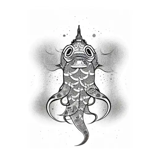Squid versus carp tattoo design idea