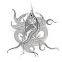 Squid with carp tattoo design idea