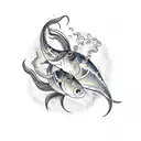 Squid battle with carp tattoo design idea