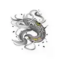 Squid battle with carp tattoo design idea