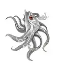 Squid battle with carp tattoo design idea