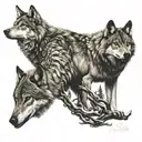 wolf and stag  tattoo design idea