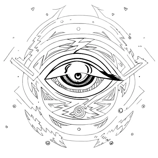 A sketch-style tattoo depicting the Horus eye with lightning bolts as the iris tattoo design idea