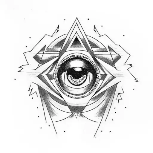egyptian eye with lightning tattoo design idea