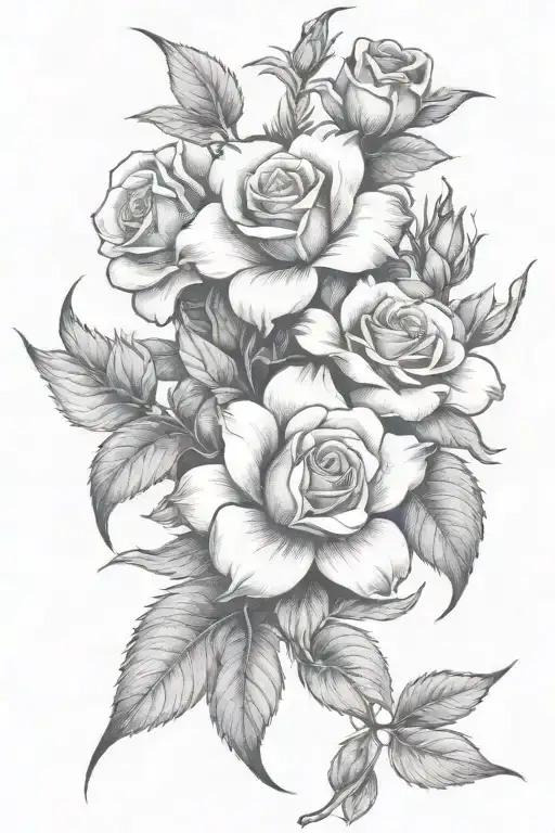 blooming red roses tattoo design idea