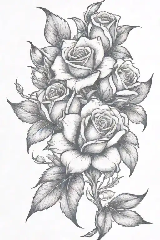 blooming red roses tattoo design idea