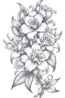 gladiolous flowers grouped with red roses growing together tattoo design idea