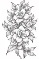 gladiolous flowers grouped with red roses growing together tattoo design idea