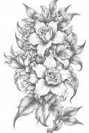 gladiolous flowers grouped with red roses growing tattoo design idea