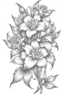 gladiolous flowers grouped with red roses growing tattoo design idea