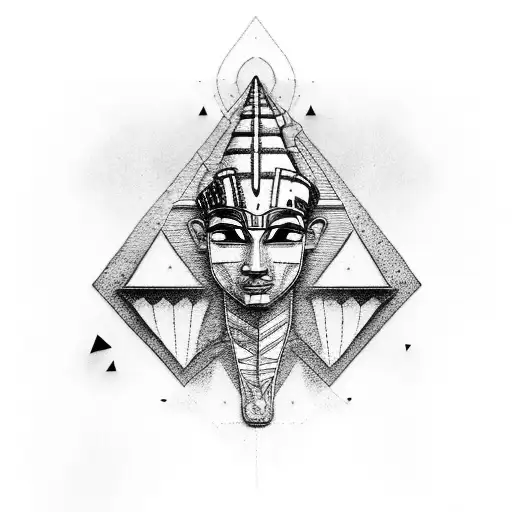 pyramides and pharaoh tattoo design idea